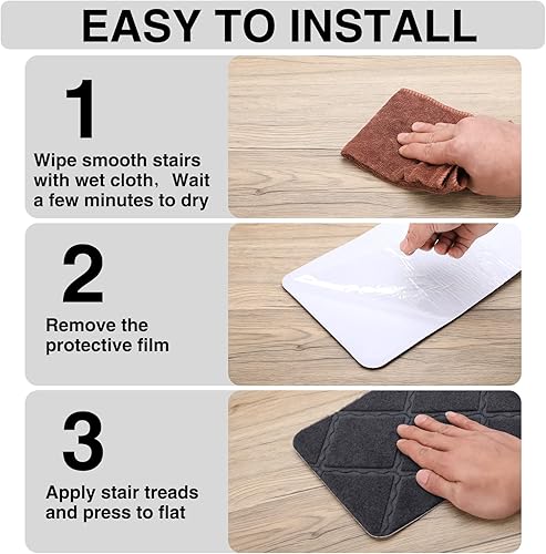 Miniatura 34 de Peldaños de escalera para peldaños de madera, 15 unidades, 8 x 30 pulgadas, alfombras antideslizantes para interiores, para niños, ancianos y Cubo