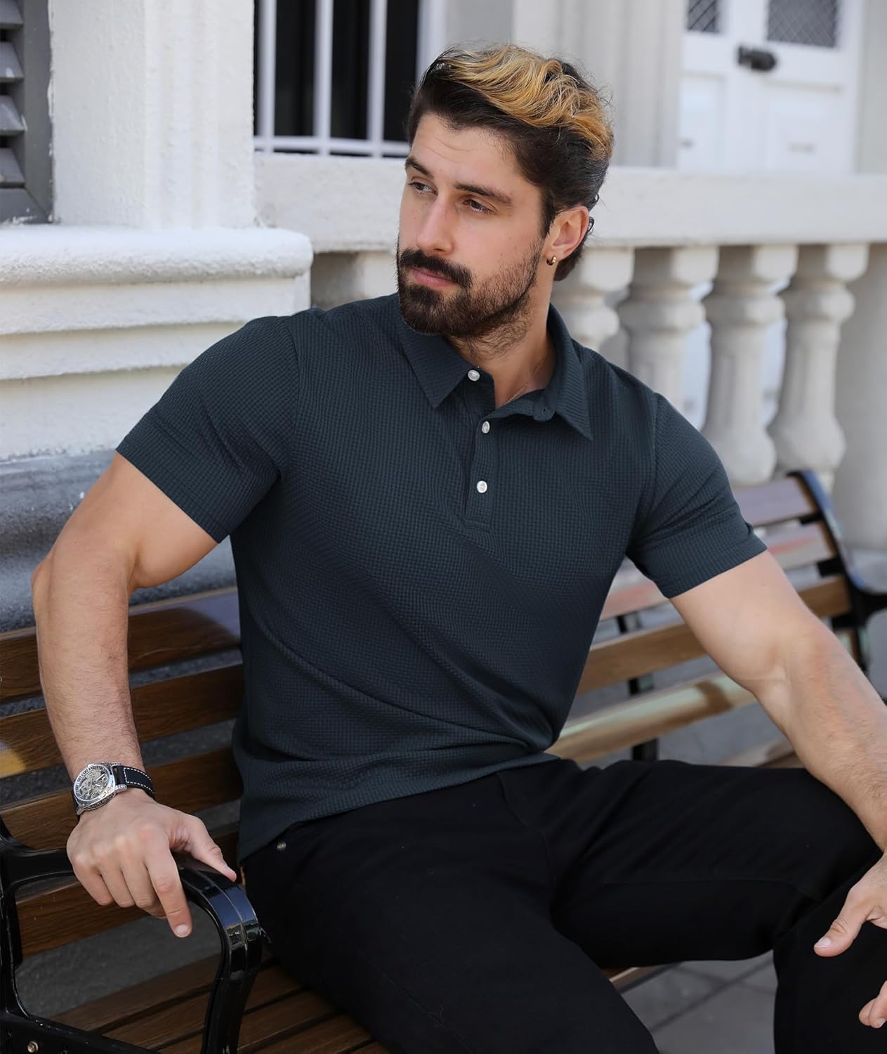 ZITY Mens Polo Shirts Short Sleeve Athletic Golf Polos Moisture Wicking Casual Polo Shirts for Men Jacquard Collared T Shirts - Image 3