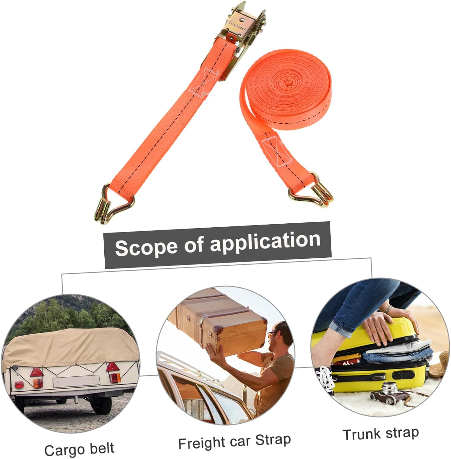 4pcs Heavy Duty Ratchet Tie Down Straps Cargo Hauling Truck Straps with Buckles Polyester Webbing Load Fastening for Vehicles and Motorcycles