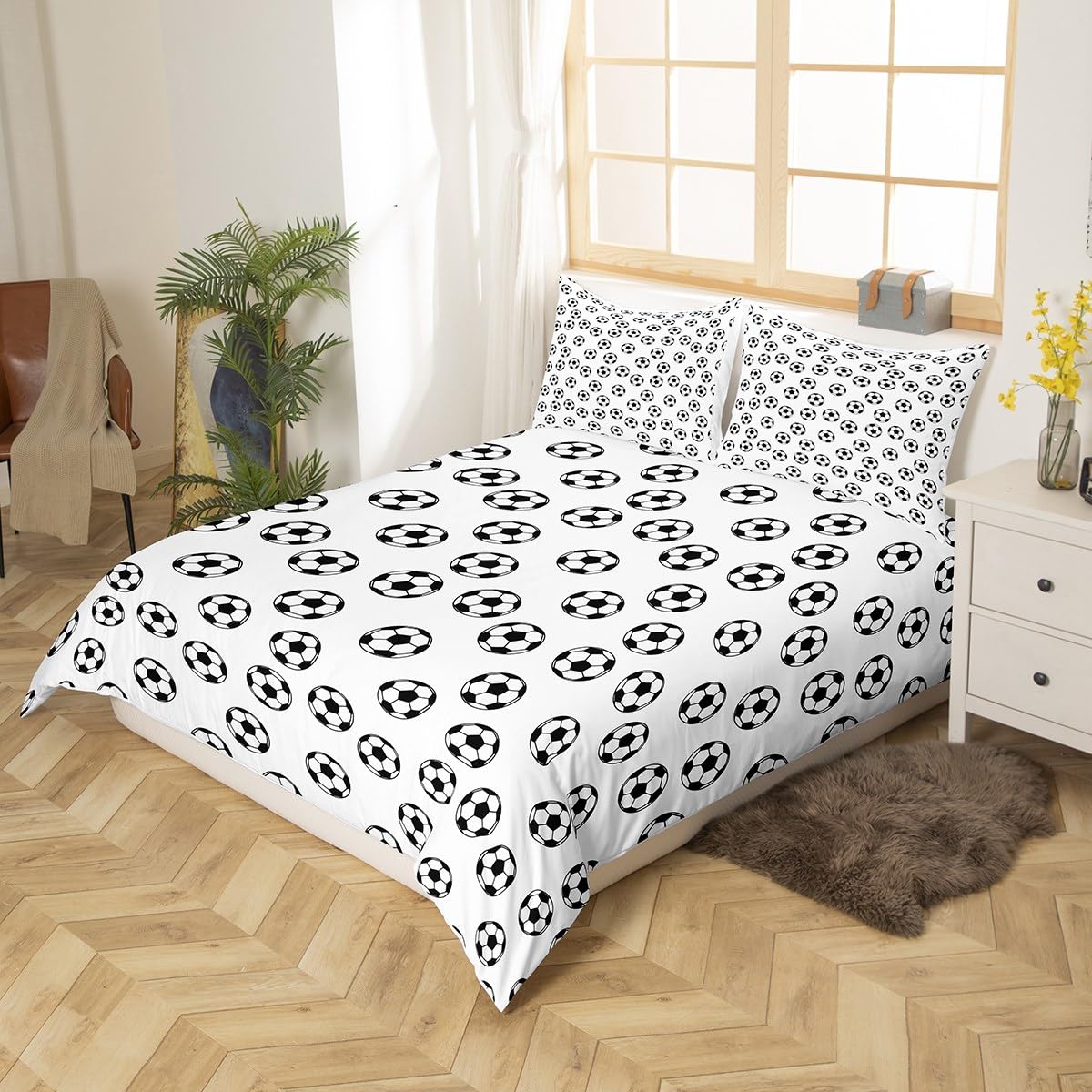 Set Biancheria Da Letto Calcio Per Bambini - Copripiumino E Federa Con Motivo Palla - Morbido Microfibra - 5