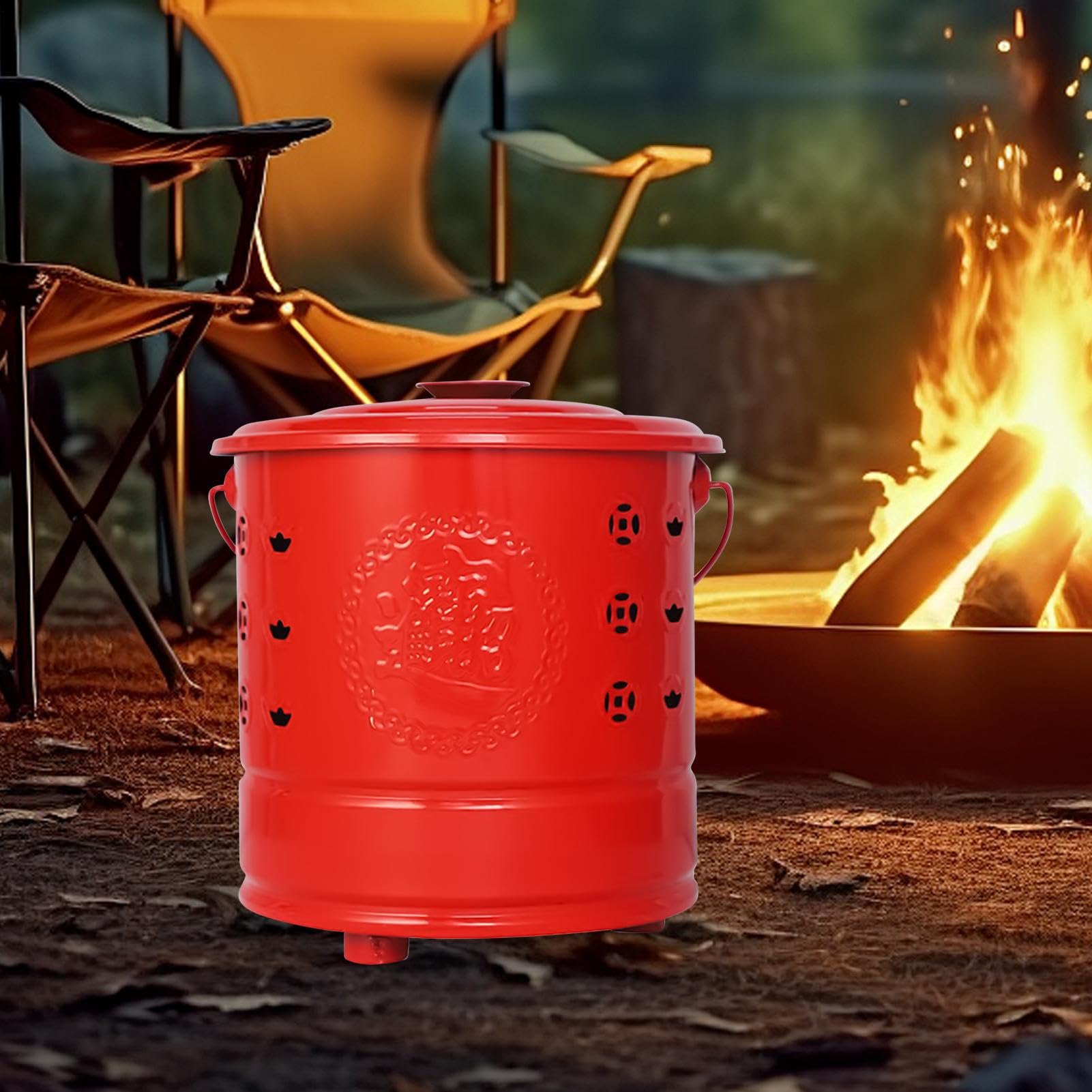 Secchio Inceneritore Carta Forniture per Rituali Tradizionali Foglie Legno | Secchio Brucia-Carta In Acciaio Per Foglie, Legna, Rifiuti, Offerte Per Antenati, Cerimonie Funebri, Gi