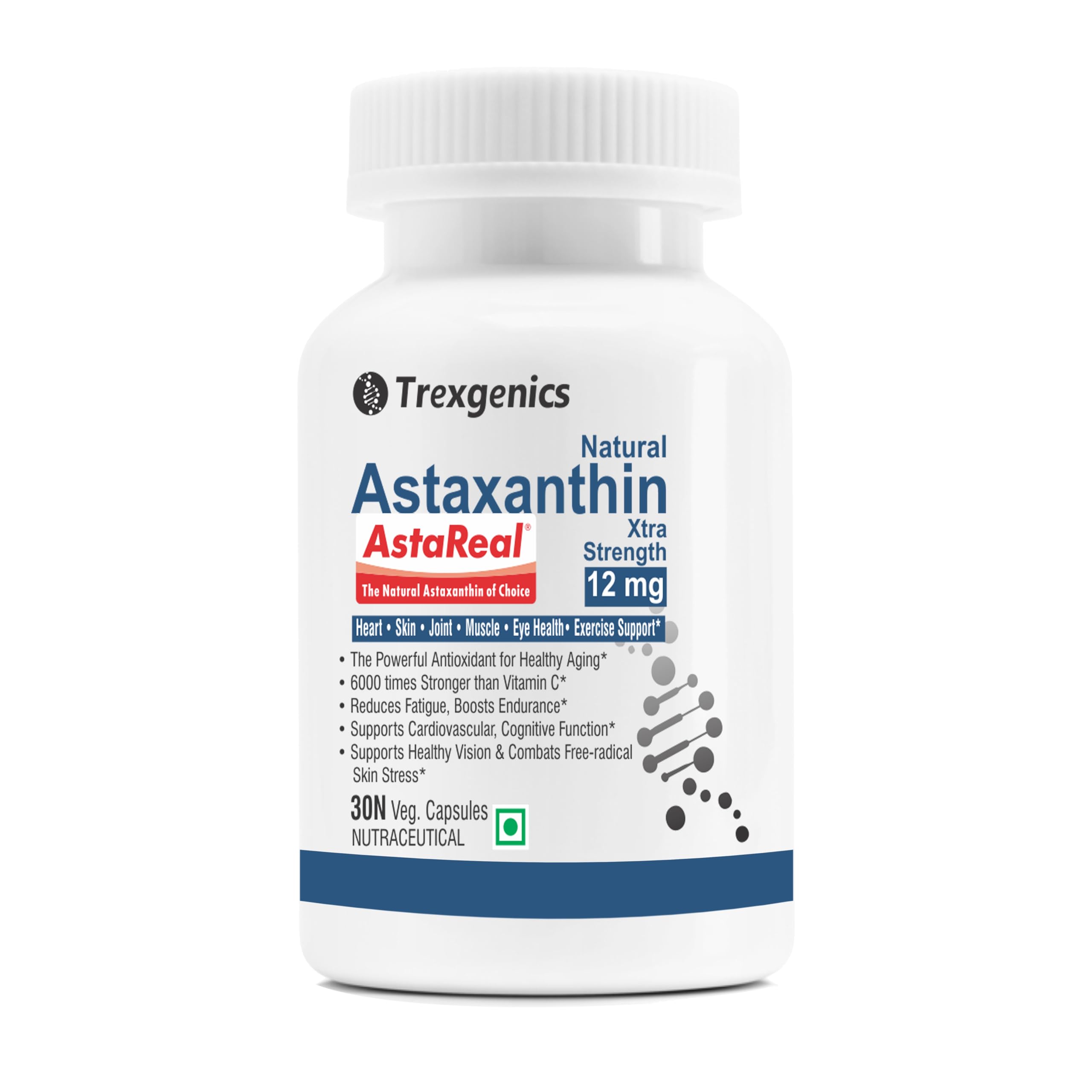 Trexgenics ASTAREAL ASTAXANTHIN 12 mg from Japan (from 300 mg extract) Heart, Skin,Joint, Muscle, Eye, Exercise Support (30 Veg. Capsules) (12 mg (30 Capsules))-image-23