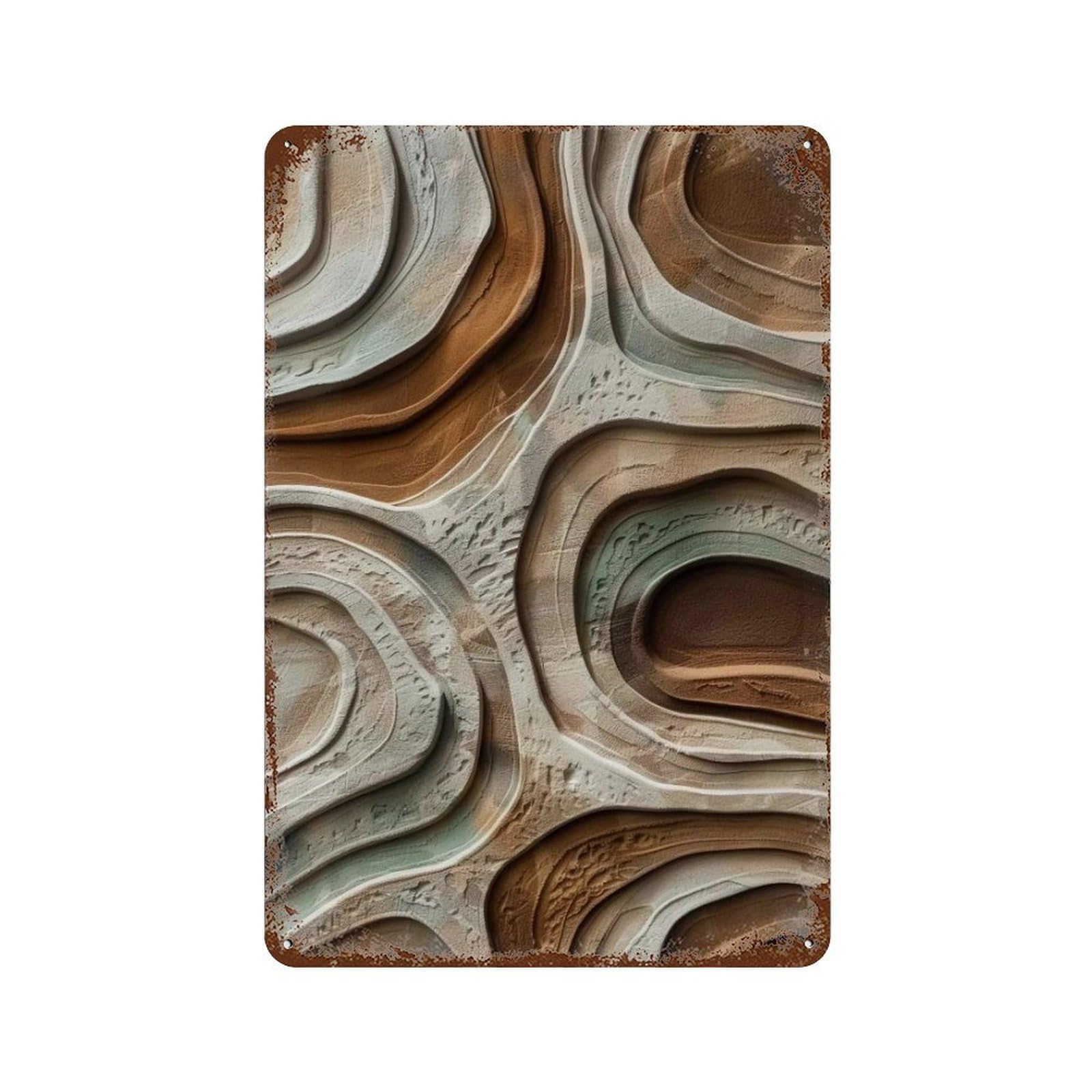 YHGERTKU Earth Tone Layered Curved Ring Texture 01 Wall Art Retro Iron Vintage Metal Tin Sign Poster Modern Decor for Living Rooms Gift 30x20cm