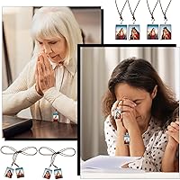 Vista 6 de 16 piezas de collar de escapulario católico de metal, Escapularios católicos, Sagrado Corazón de Jesús con Nuestra Señora, Monte Carmelo, regalos