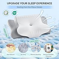Vista 5 de Almohadas de espuma viscoelástica para soporte de cuello, almohada ortopédica ortopédica de doble cara con funda de almohada de seda de hielo