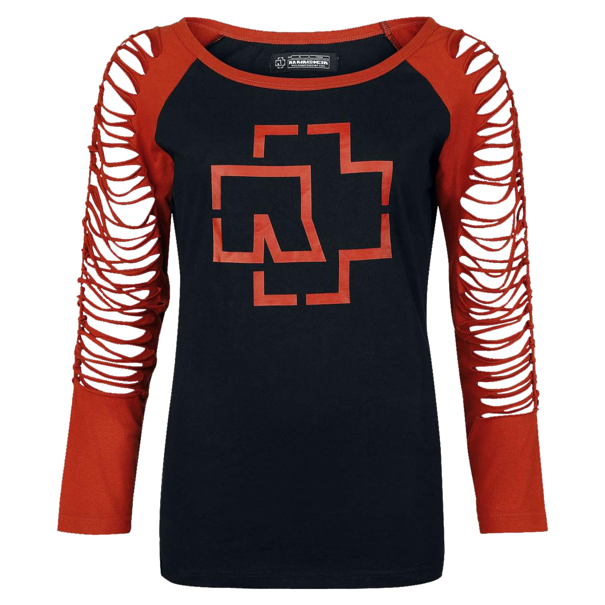 Rammstein Damen Longsleeve Rotes Licht schwarz, Offizielles Band Merchandise Langarmshirt mit Brust- und Rückendruck