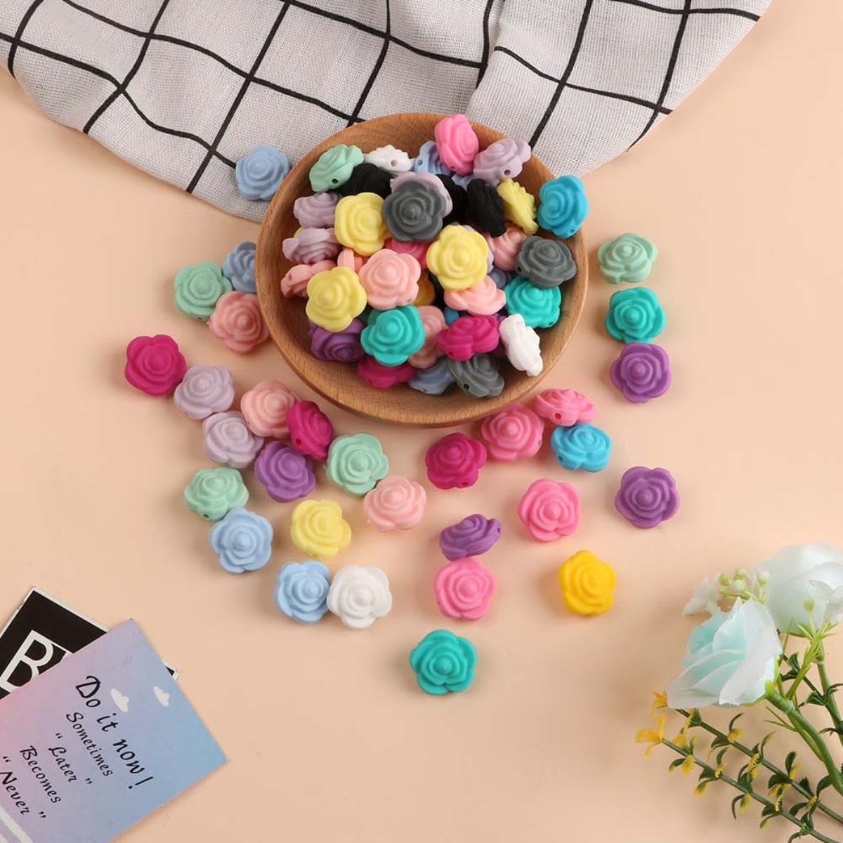 UR URLIFEHALL 100 perline in silicone 15mm rotonde, perline di gomma colorate in silicone sfuse per la creazione di gioielli, fai da te, decorazioni regalo