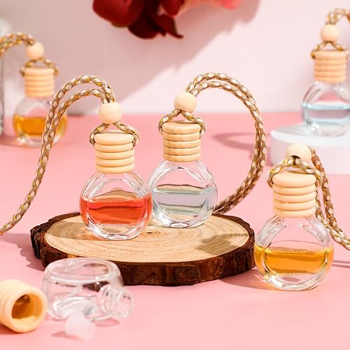 Miniatura 4 de Inbagi 60 unidades de 0.3 fl oz colgante de ambientador de coche difusor de aire a granel botella de vidrio transparente recargable vacía botella de