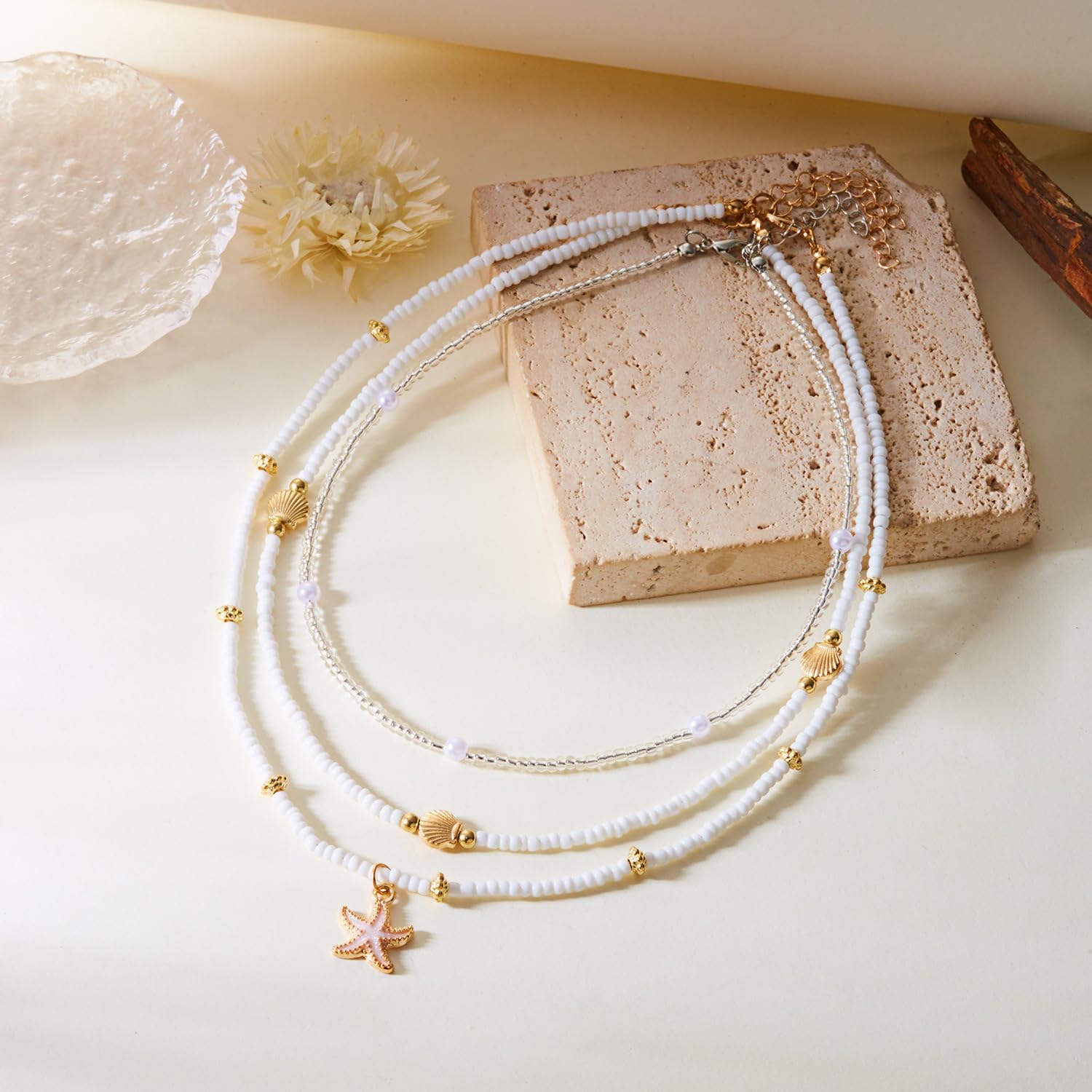 Seashell Necklace Beach Jewelry for Women Starfish Fish Necklace Boho Pearl Choker Sea Shell Necklaces for Women Beach Necklaces Summer Vacation Jewelry - Image 8
