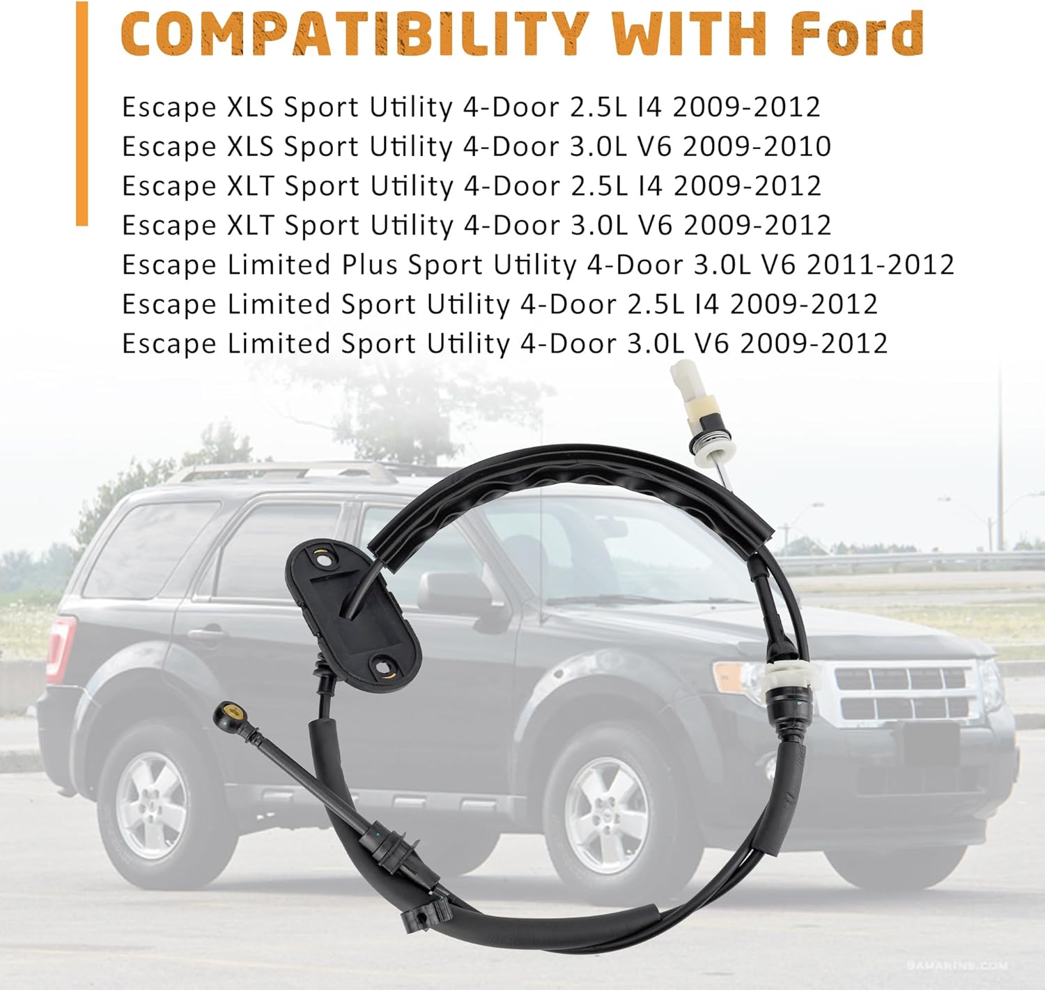 AL8Z 7E395-A Automatic Transmission Shift Cable Compatible with 2009 2010 2011 2012 Ford Escape, Gear Shift Cable Shifter Linkage