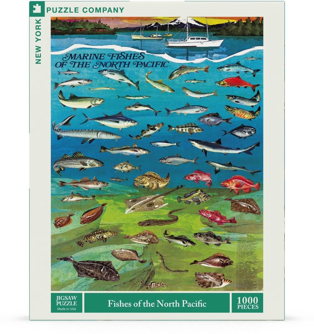 New York Puzzle Company - Vintage Images Poissons du Pacifique Nord - Puzzle 1000 pièces