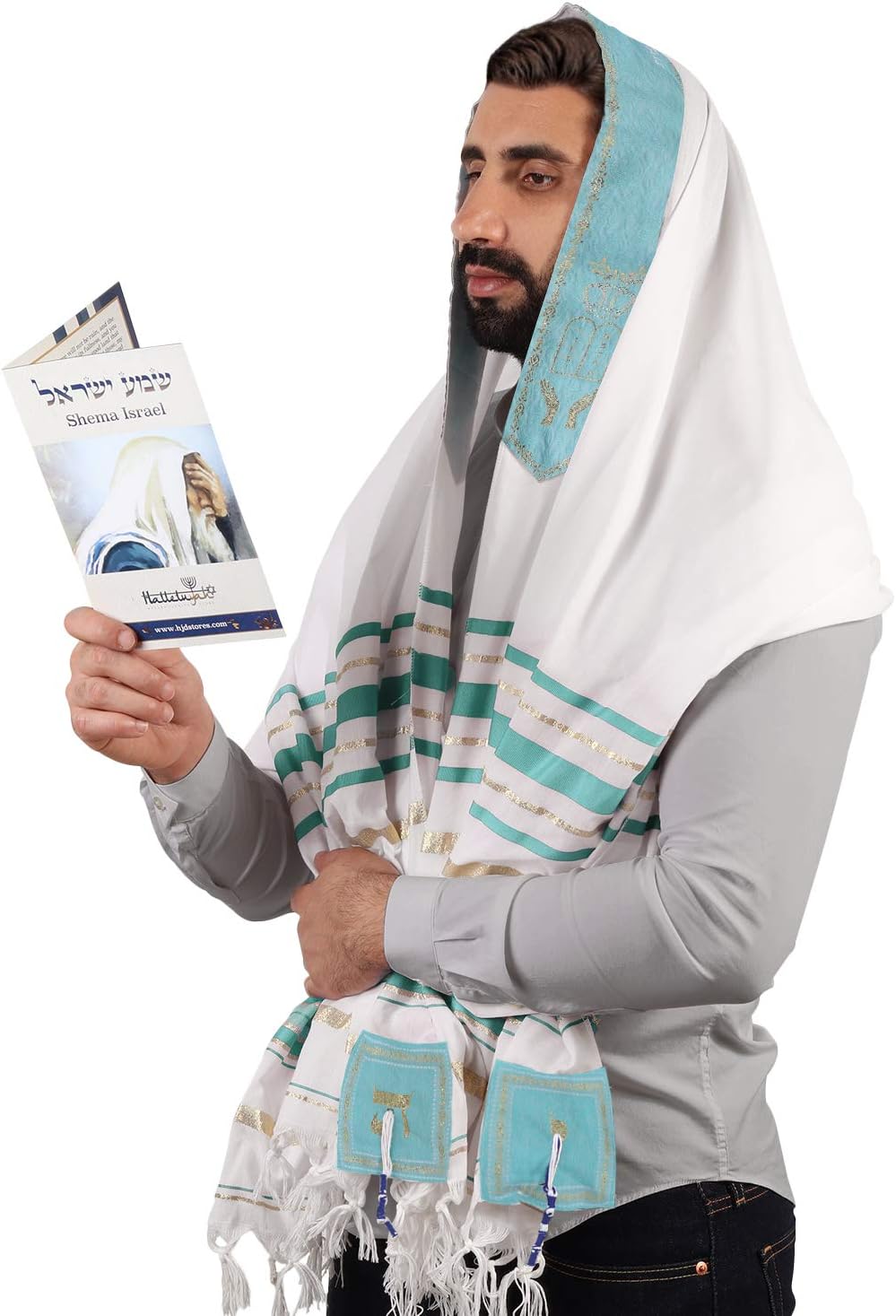 Tallit Prayer Shawl from Israel - Lord’s Name Spelled on 4 Corners - XL 72x36 Inches