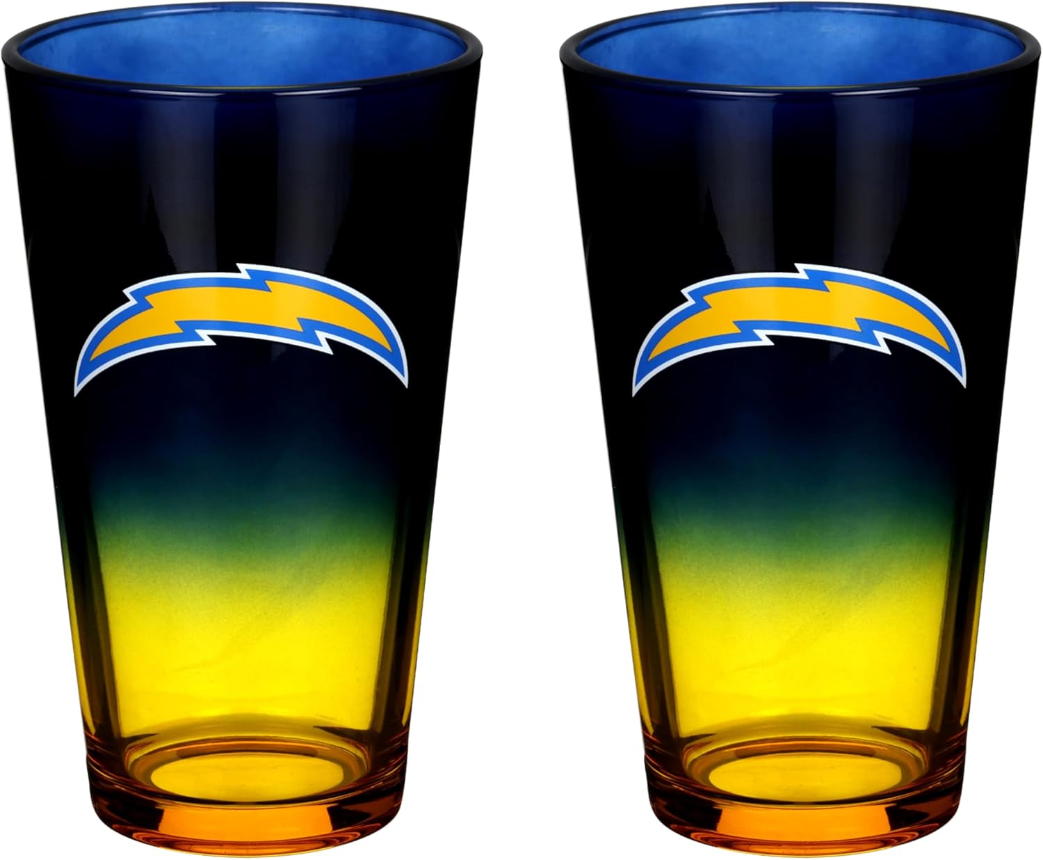 The Memory Company Officially Licensed NFL 2-Pack 16oz Ombre Pint Glass Set, Licensed Team Drinkware, Stylish Gameday Glassware, Team Logo