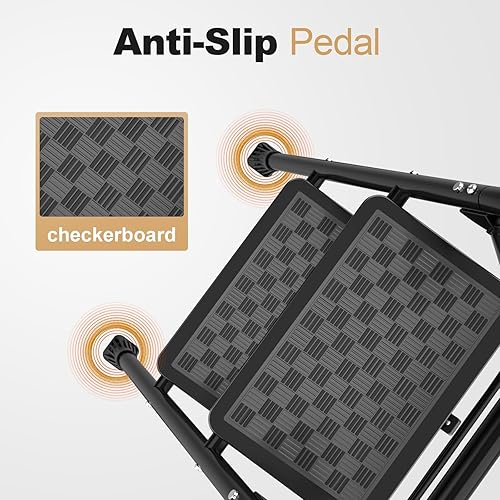 Miniatura 6 de HBTower Escalera de 2 escalones, taburete para adultos, escalera de 2 escalones plegable con diseño ergonómico de pedal antideslizante ancho