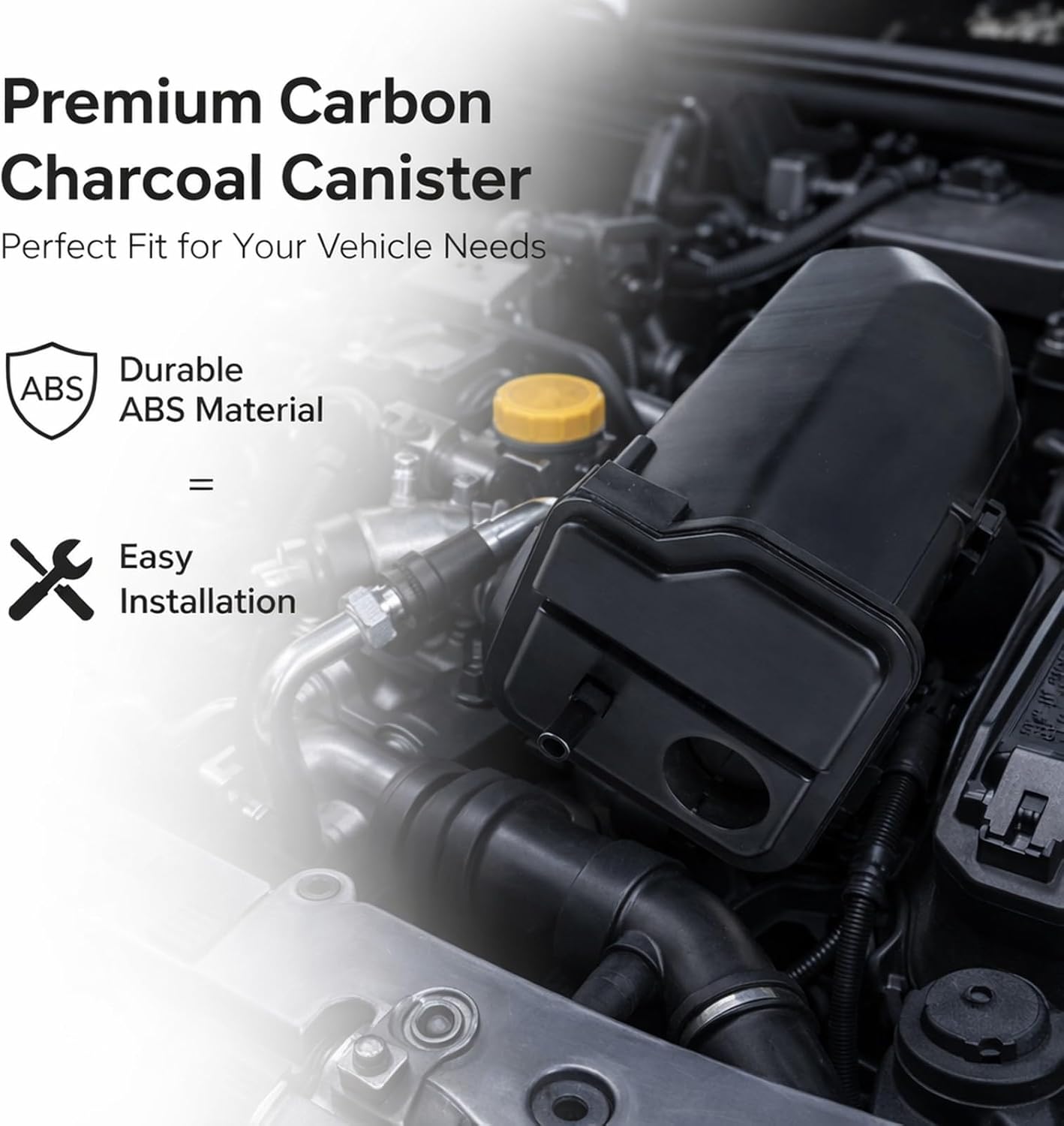 Activated Carbon Canister Charcoal Can with Hose, ABS Plastic, Black - Premium Quality, Direct Replacement, Fits and More