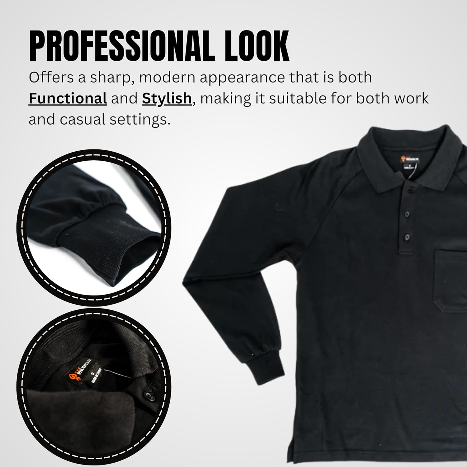 Polo Shirts for Men 6.5oz, NFPA 2112 CAT 2 Compliant, Flame Resistant/Fire Retardant Shirt, Light Weight