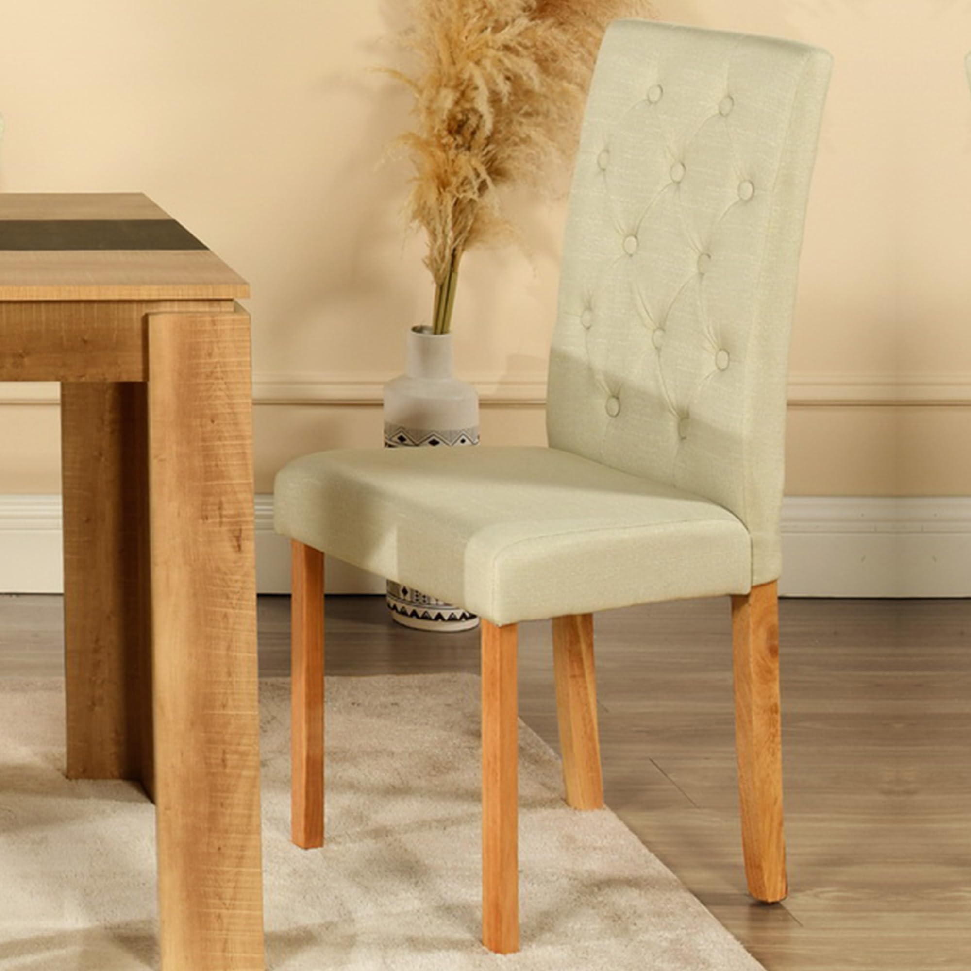 Set da 6 pezzi Gepolsterte Esszimmerstühle Beige – Moderne Skandinavische Küche Möbel Stilvolle Sitzgelegenheit 55cm Hoch Perfekt für Esszimmer und Wohnzimmer