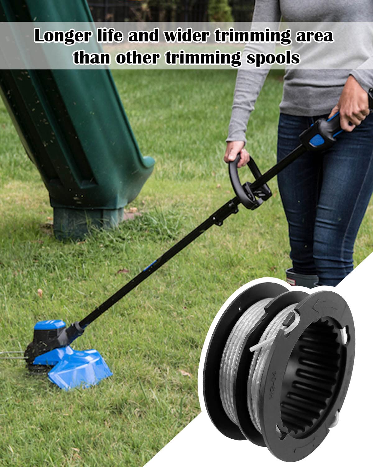 Kaberalty Ersatzspule Für Kobalt Rasentrimmer – 5,2 M Trimmerfaden, 0,2 Cm, 4 Stück