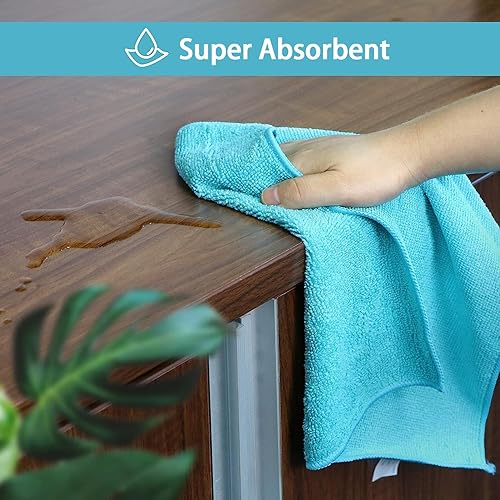 Miniatura 4 de HOMEXCEL Paño de limpieza de microfibra, paquete de 24 trapos de limpieza, toallas de limpieza con 4 colores surtidos, 11.5 x 11.5 pulgadas Amarillo