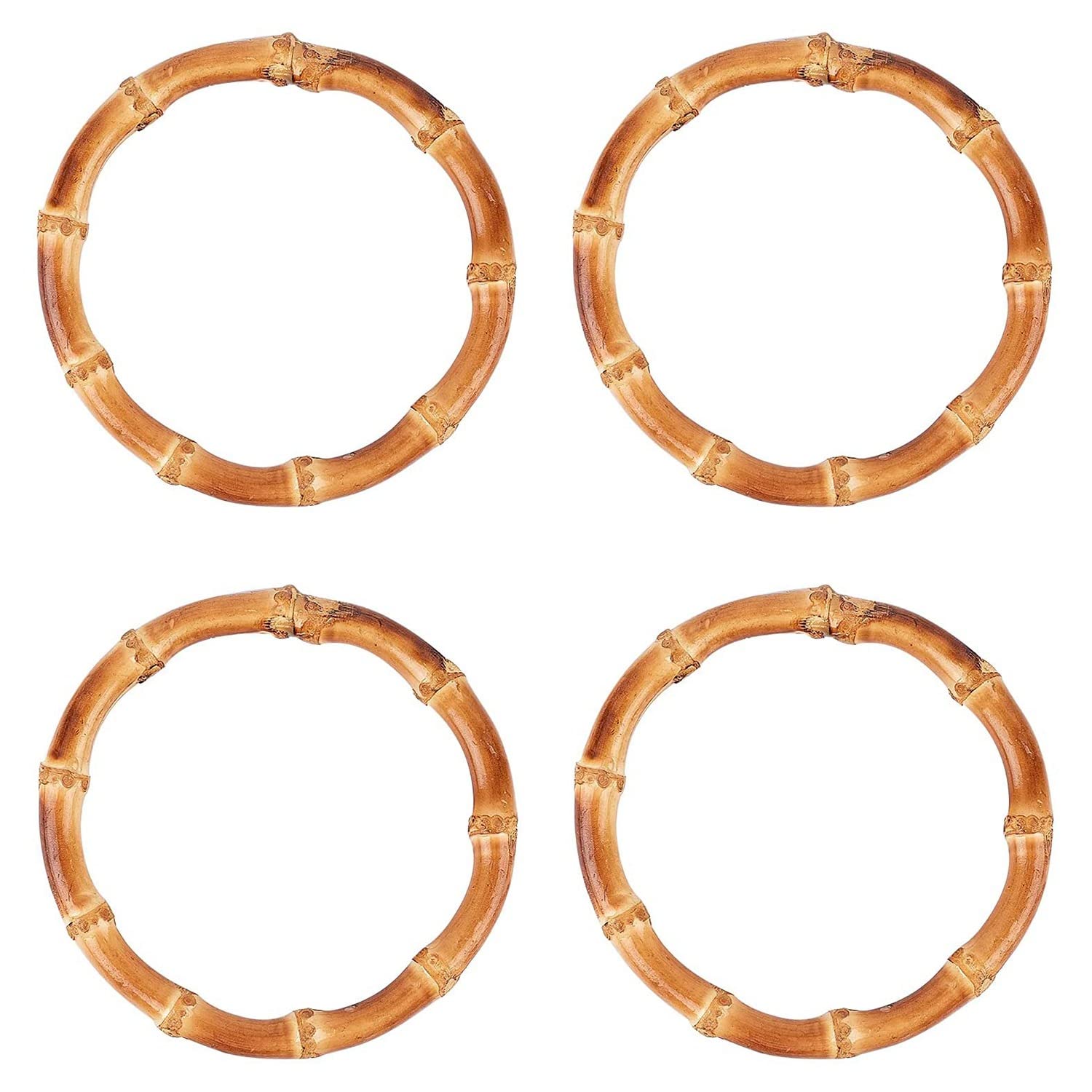 Reeatel Bamboo Color 4Pcs Wooden Round Bamboo Bag Handle Replacements Handmade Bag Purse Making Handles For Handbag Crafting