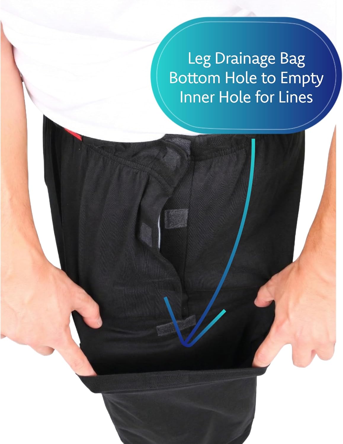 Adaptive Clinical Urology Leg Bag Fit Shorts, Black/S/Turkish Cotton