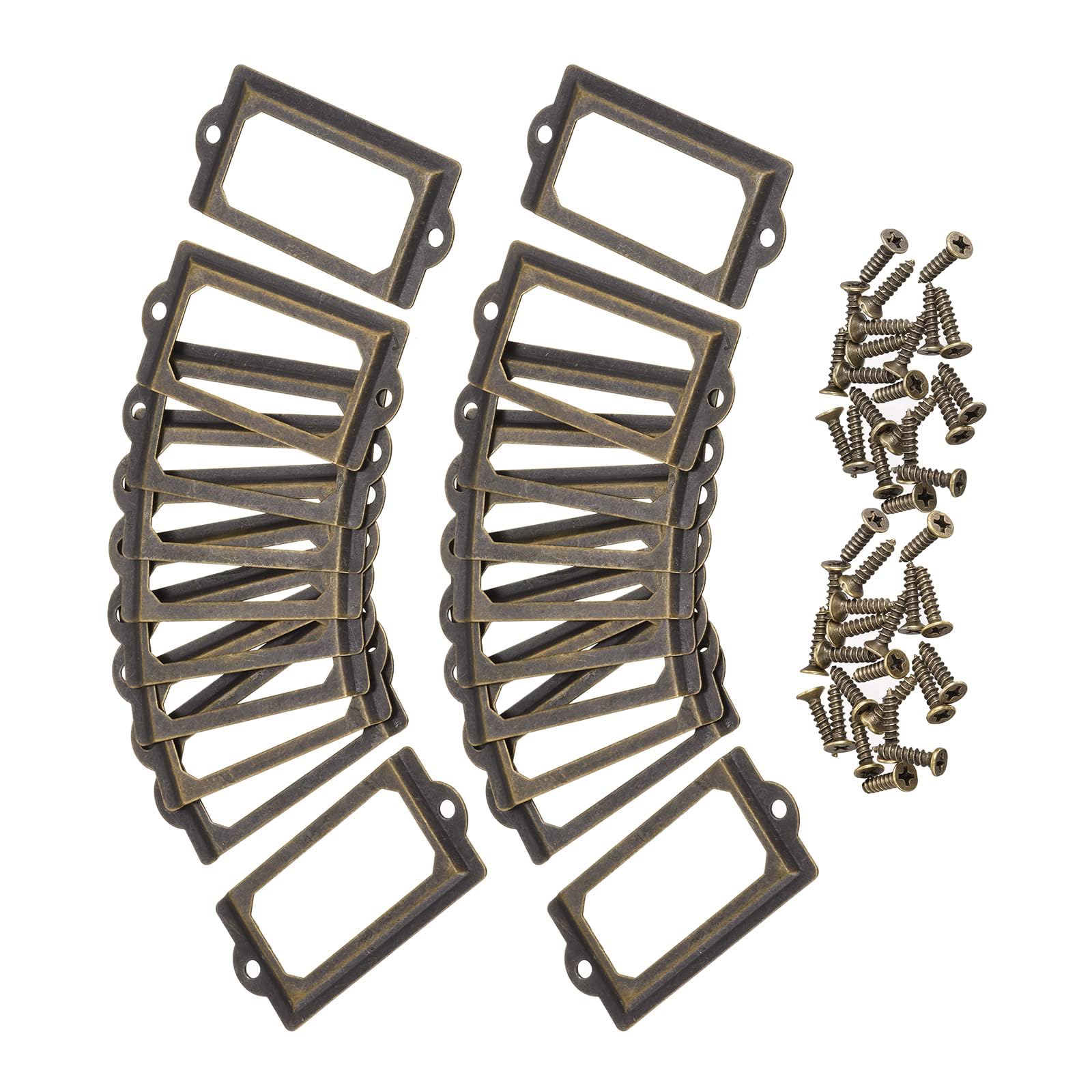 TA-VIGOR 70 x 33mm Antique Metal Label Holders Flie Card Frame 30pc Bronze
