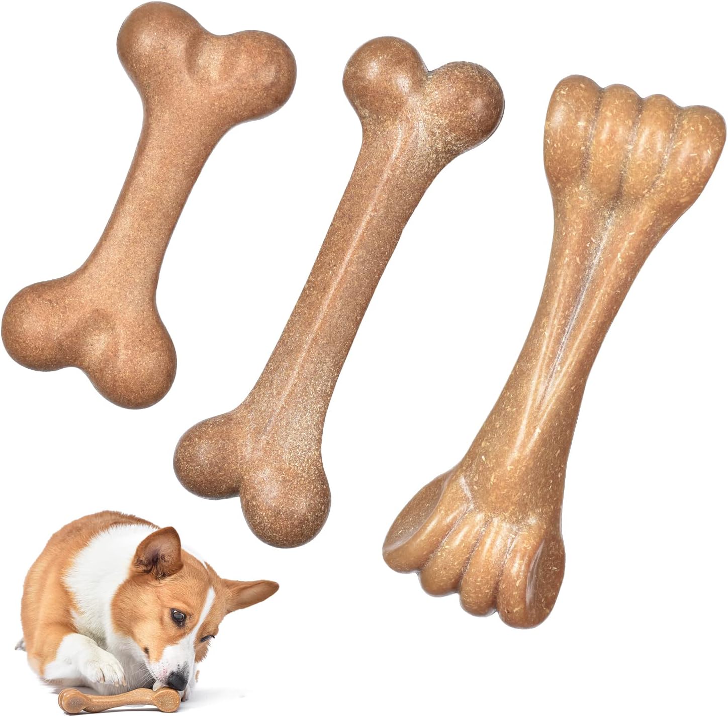 Doudele Small Dog Chew Toy - Medium Dog Holiday 3-Pack, Puppy Toys for Aggressive Chewer,Tough Chew Toys for Teething,Beef Flavor