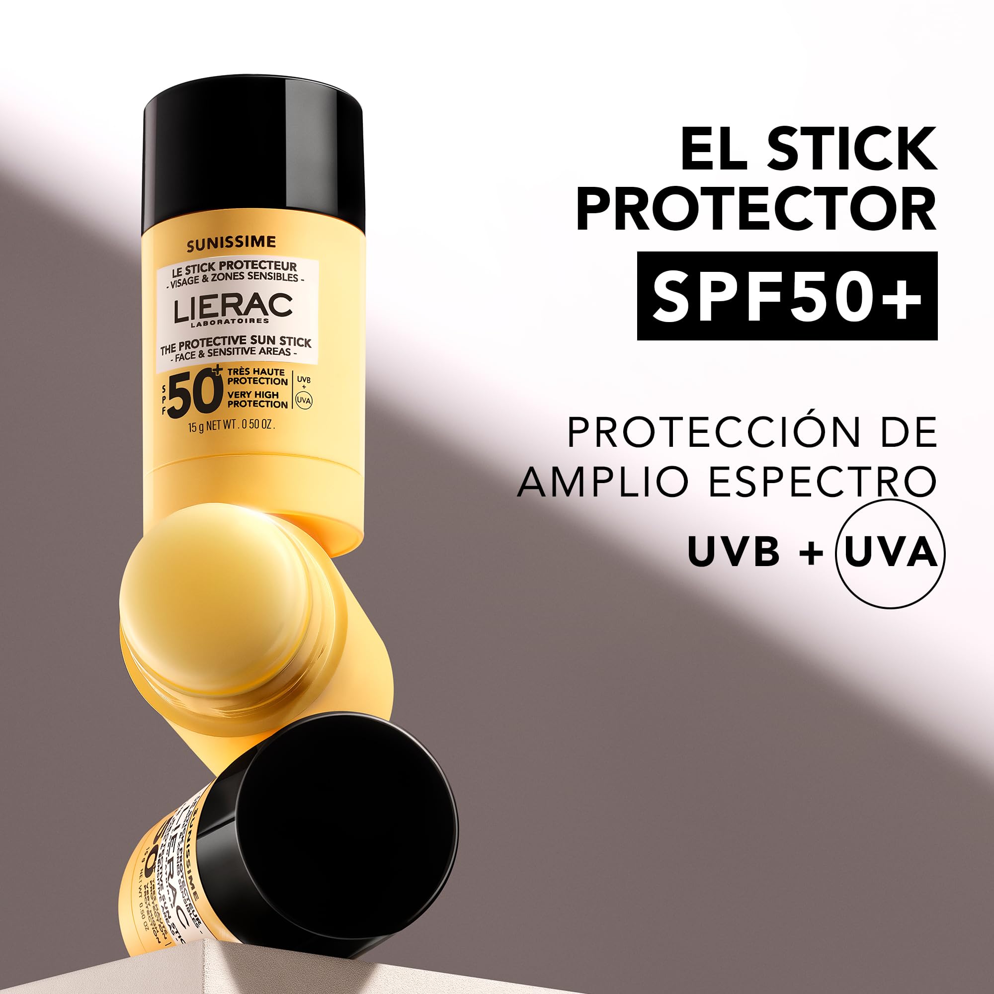 Lierac - Sunissime - El Stick Protector SPF50+ 15g - Protección Muy Alta Rostro y Zonas Sensibles - Textura Invisible - Acabado Glowy Natural - Formato Nómada - Todo Tipo de Piel