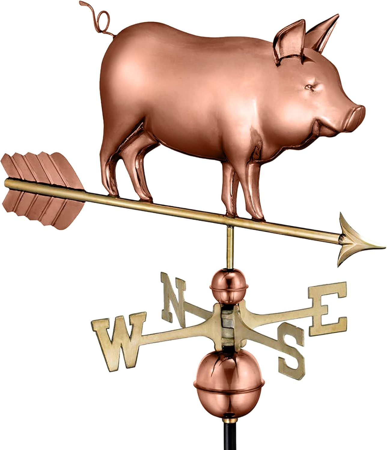 Good Directions Polished Copper Pig Weathervane – Decorative Rooftop Accent for Barns, Homes, Sheds, and Cupolas – Durable & Handcrafted