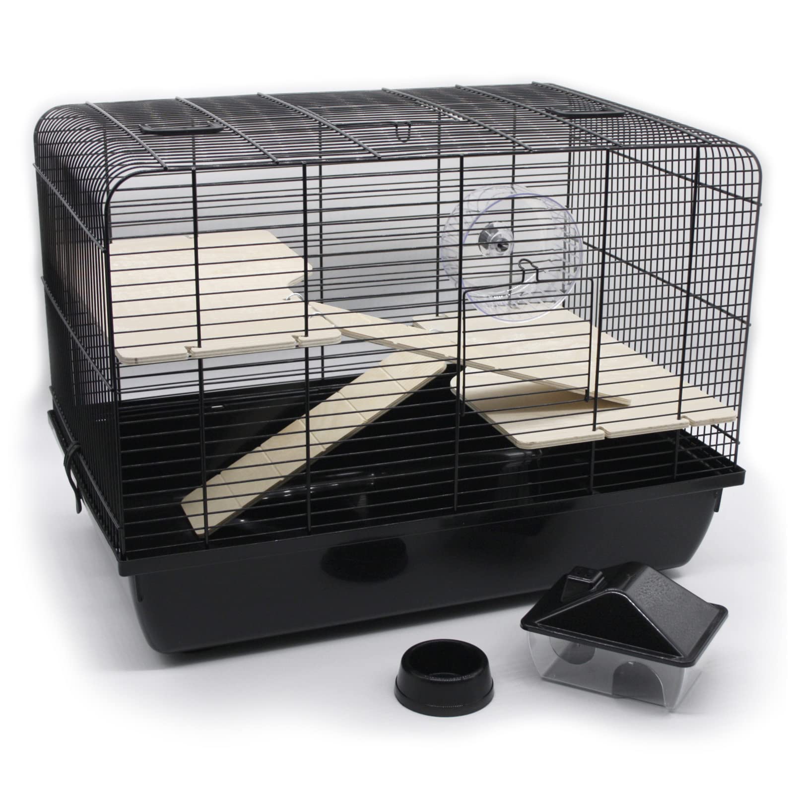 ZOOPAUL XL Hamsterkäfig Nagerkäfig inkl. Zubehör Schwarz Kleintierkäfig Hamster Maus und Ander Kleintiere