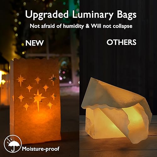 Miniatura 3 de Homemory Bolsas luminarias con velas sin llama, 24 velas de té LED con 12 bolsas, velas sin llama con luces blancas cálidas, pequeñas velas de té