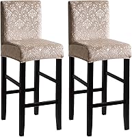 Vista 43 de FORCHEER - Juego de 2 fundas para taburete de bar con respaldos, aspecto de cuero, para taburetes de bar de respaldo corto, extraíbles y lavables