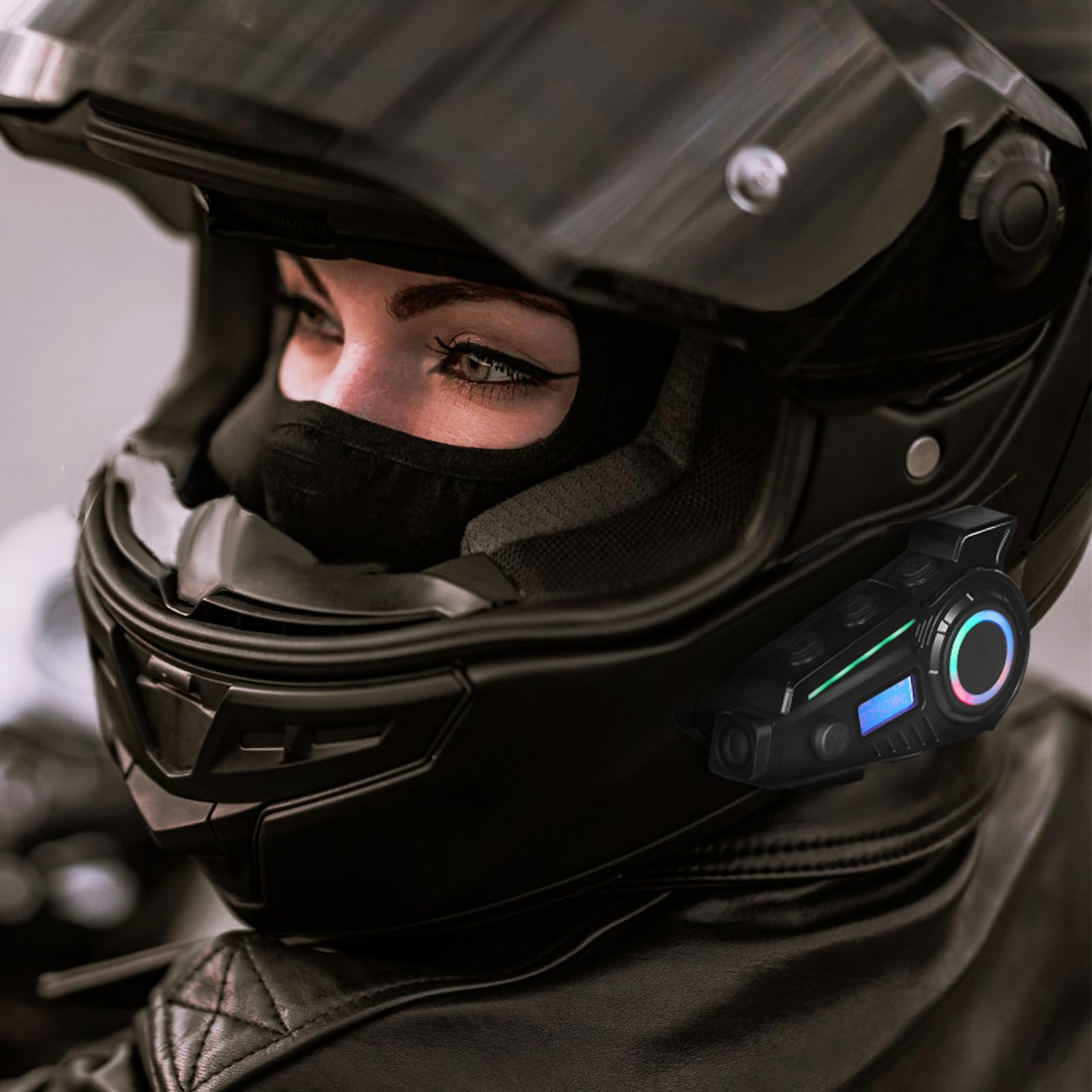 PRETYZOOM Oreillettes sans Fil pour Casque de Moto 5.4 Abs Noires, Musique, 1200 Mah, 32 Go, pour Road Trips et Cyclisme