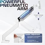 VIVO Arme de moniteur de haute qualité en aluminium lourd pour les moniteurs ultralarge jusqu'à 49 pouces et 15kg, Support de support de bureau simple, Hauteur pneumatique, Max VESA 100x100, Blanc, STAND-V101G1W