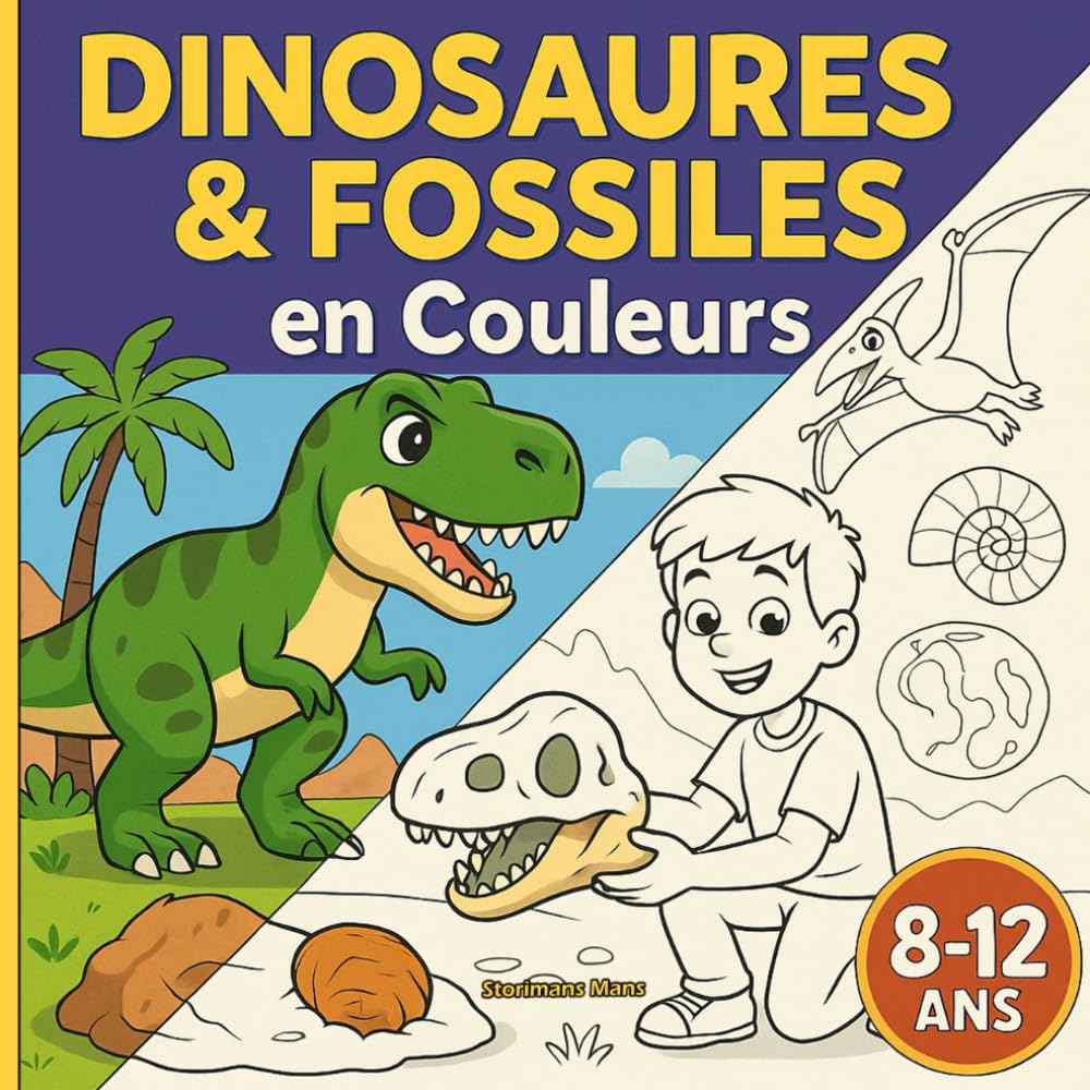 Dinosaures & fossiles en Couleurs: Des T-Rex aux tricératops - Dinosaures, fossiles et volcans à colorier et comprendre