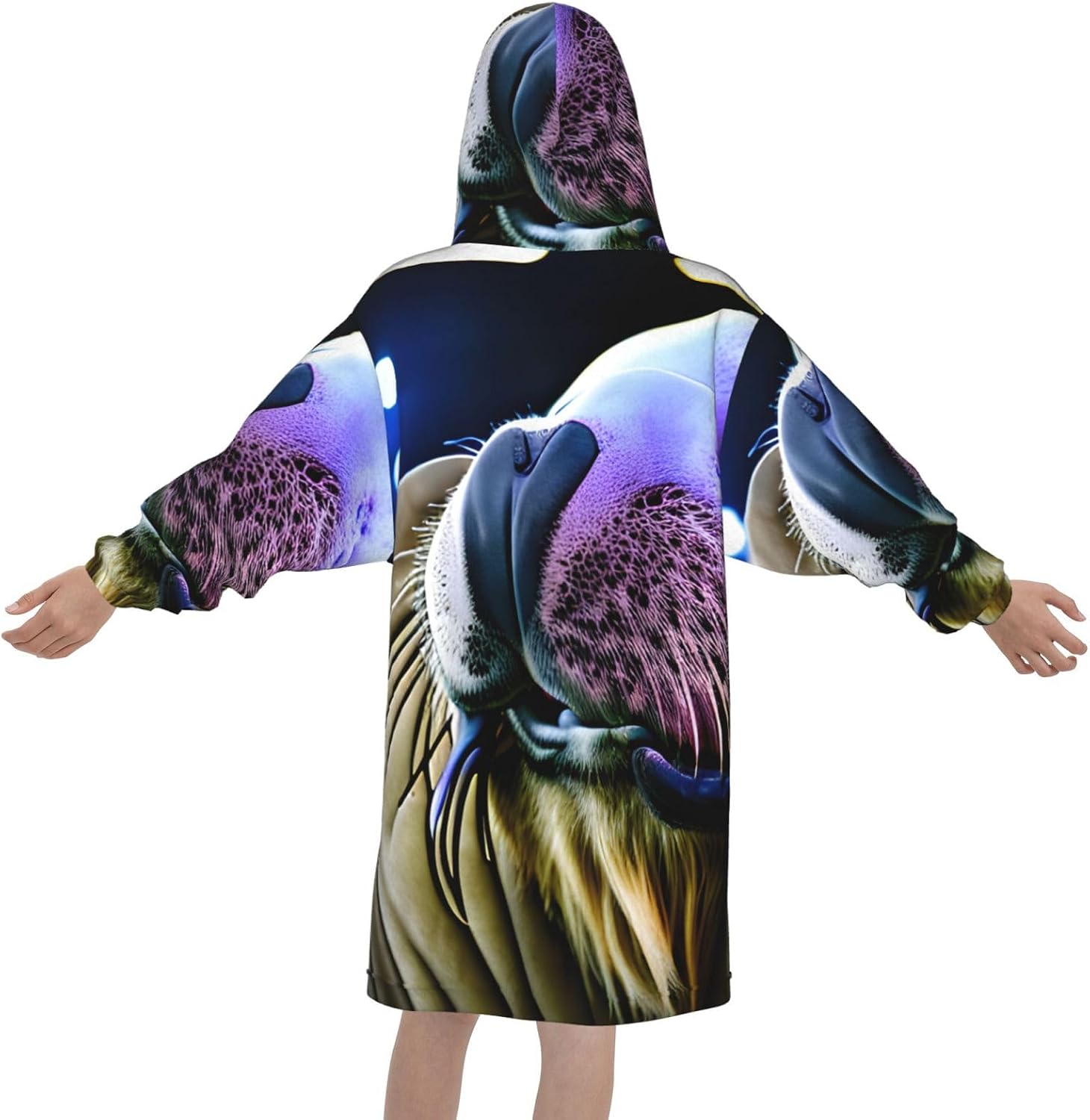 Walrus Print Oversized Blanket Hoodie, Wearable Blanket Hooded,Hooded Pullover With Pocket
