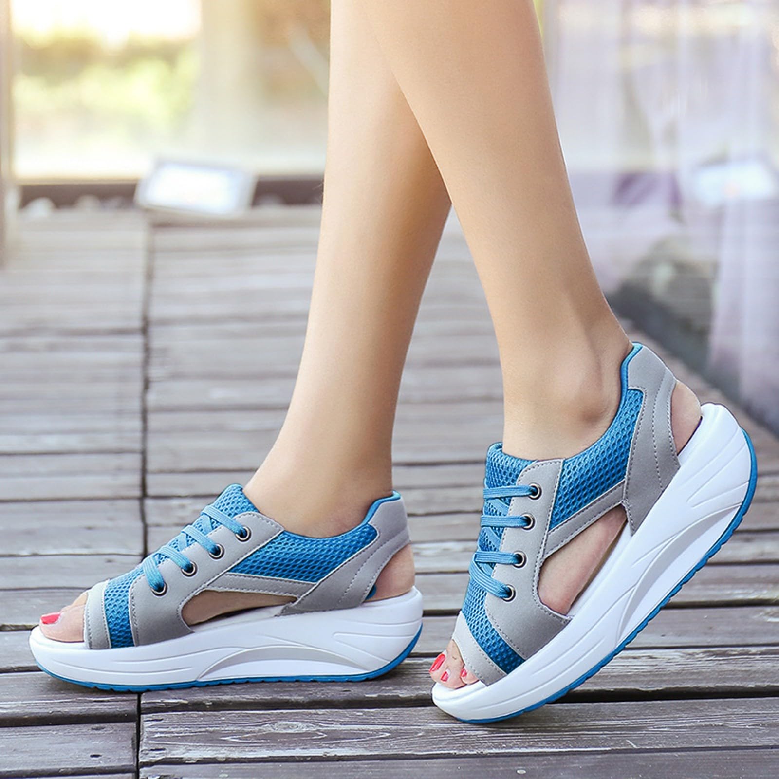 Generico Sandaletti Donna Estive Open Toe Sandal Casual Con Plateau Per Sandali Leggeri E Traspiranti Sportivi Scarpe Da Corsa 39 Estivi Eleganti Trekking Sandalo Estivo Women Sandals Comode