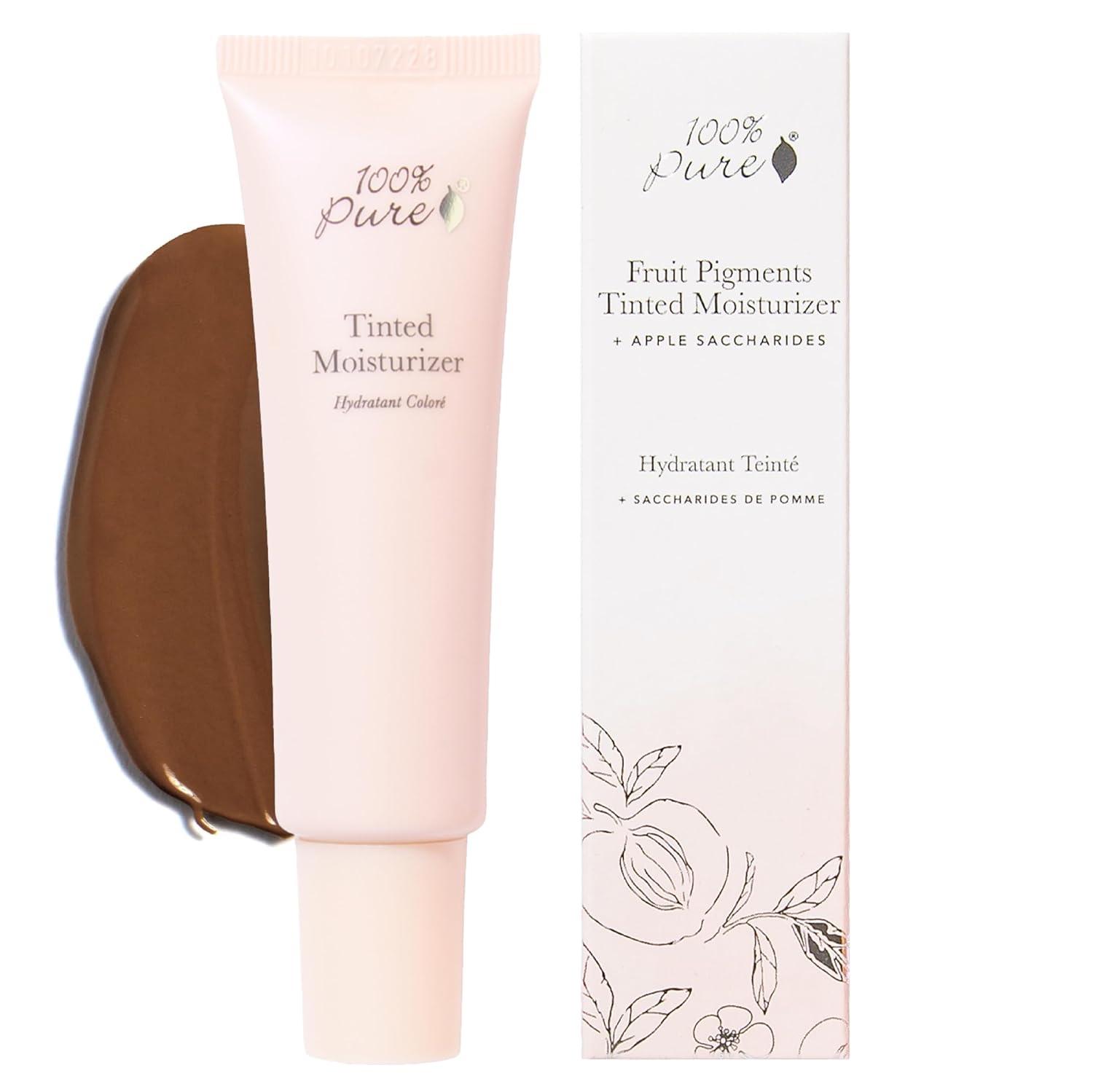 100% PURE Tinted Moisturizer Anti-Aging Face Makeup – Fruit Pigmented Cocoa Light to Medium Coverage & Dewy Glow – Lightweight Foundation Deep Skin w/Neutral Undertone – Vegan – 1 Fl Oz