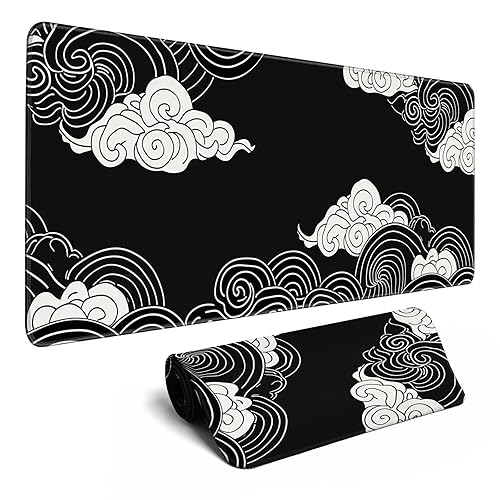 Black and White Anime Clouds XL Mouse Pad