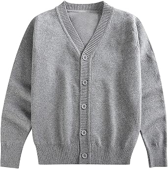 ABALACOCO Boys Unisex Cotton V-Neck School Uniforms Top Shirt Cotton Long Sleeve Cardigan Sweater