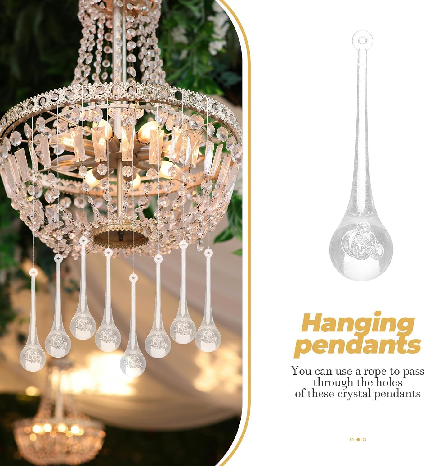 10pcs Acrylic Water Drop Pendants for Curtain Decor, Lamp Pendants Xmas