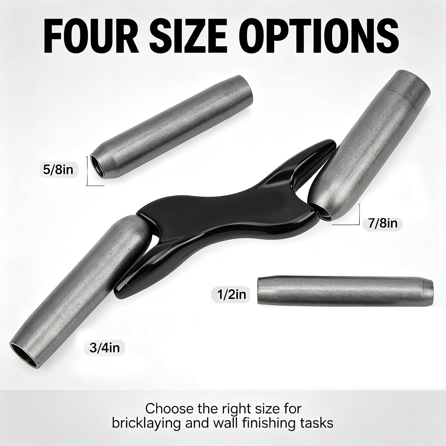 Steel Barrel Jointer, 1/2in,5/8in,3/4in,7/8in Blade Masonry Brick Jointer Tool, Double Concave Masonry Mortar Finshing Tool