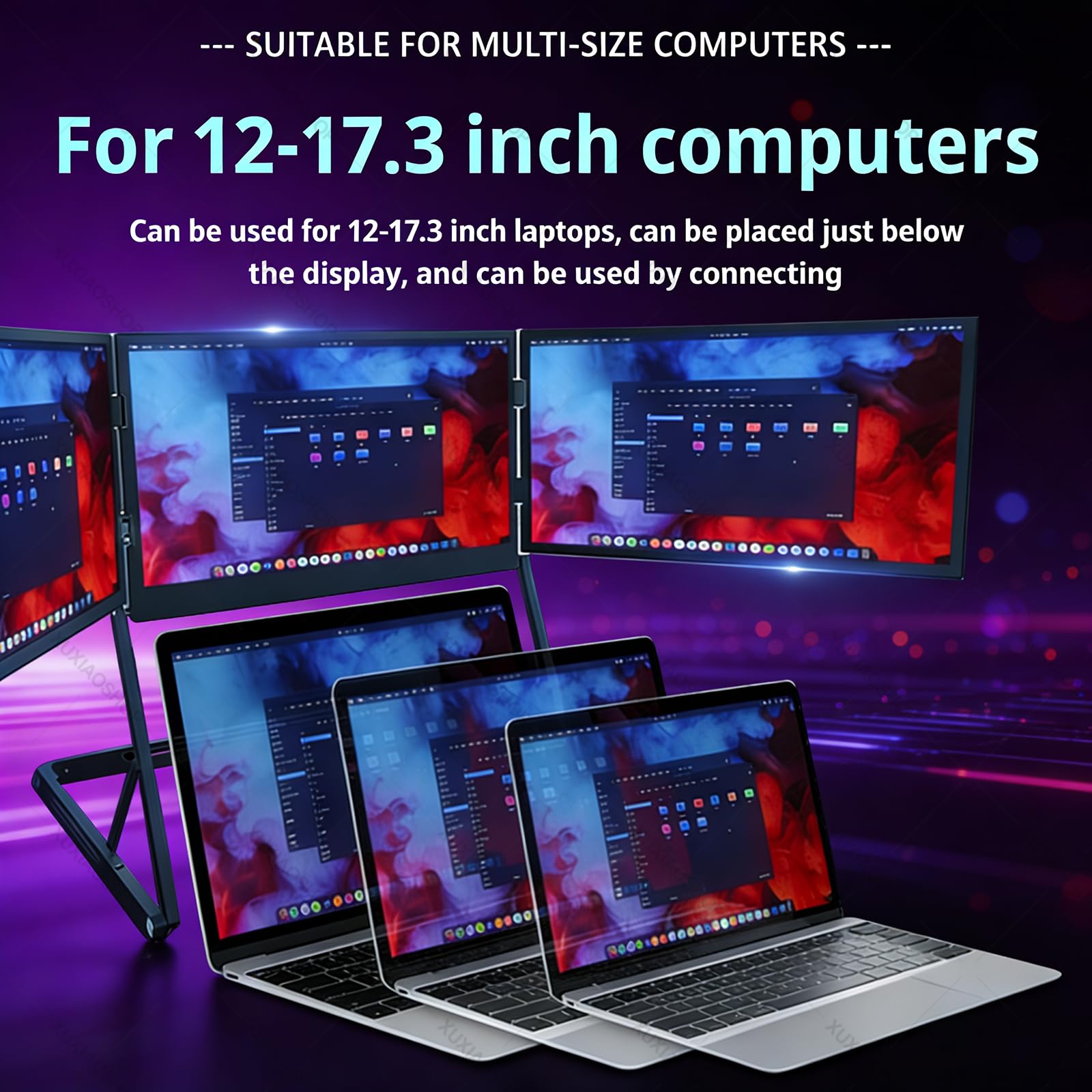 15,6-calowy przenośny potrójny monitor do laptopa, technologia 1080p Fhd HDR i częstotliwość odświeżania 60 Hz, trzy niezależne ekrany obsługujące jednoczesne zadania