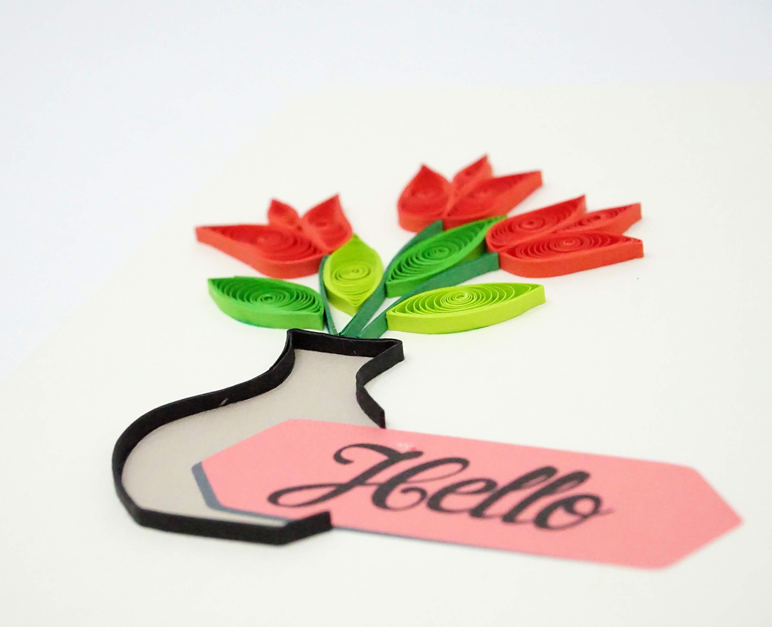 Quilling Card Tulip Flowers Unique Handmade Greeting Cards For Christmas Birthday Love Anniversary Mother's Day Thank You Colored Art Quilted Cards Lovers Mom