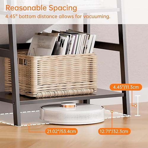 Miniatura 9 de HITNET Estante de escalera negro, estantería de 4 niveles, estante de almacenamiento de baño independiente con marco de bambú, soporte de exhibición