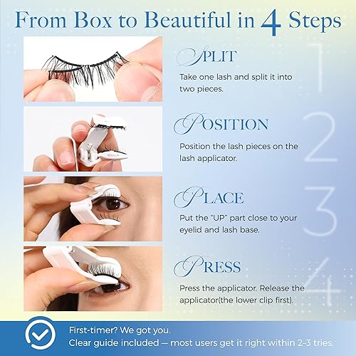 Vista 9 de LASHVIEW Pestañas magnéticas con aplicador, pestañas magnéticas suaves, aspecto natural, reutilizables, sin pegamento ni delineador de ojos, fáciles