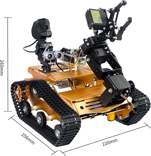 Vista 24 de Kit de robot inteligente para Raspberry Pi, chasis de robot tanque transmisión de video en tiempo real, control WiFi/Bluetooth, planificación