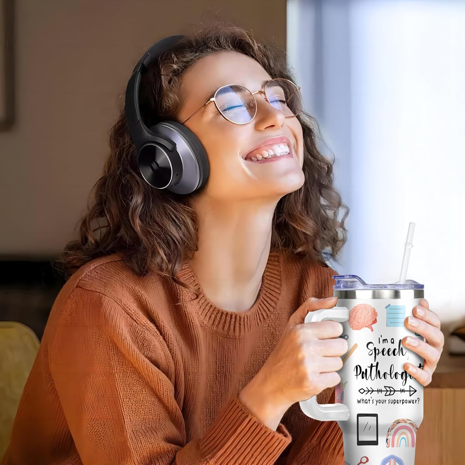 Speech Therapy Tumbler with Handle SLP Travel Coffee Mug Cups Speech Language Pathology Tumblers with Lid and Straw Stainless Steel Insulated Speech Pathologist Therapist Gifts for Women - Image 7