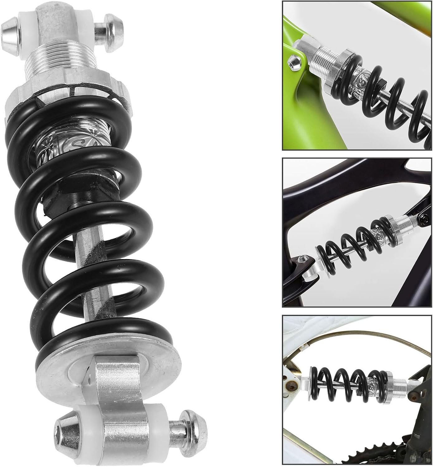 Luxshiny Mountain Bike Rear Shock Absorber with Coil Spring Suspension 150mm Black Rear Shock for Bicycle Replacement