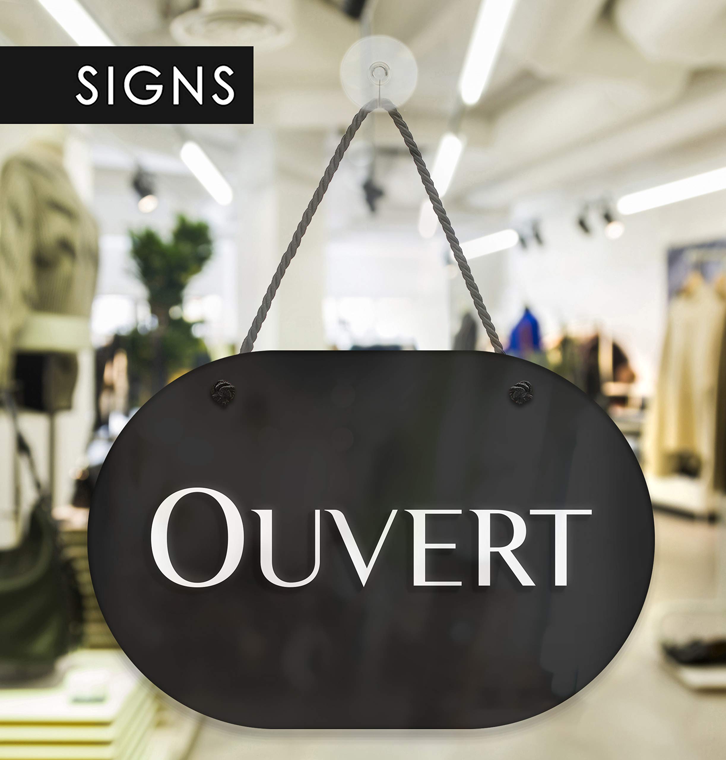 SIGNS - Ovale Elegante - Cartello Ouvert/Fermé a rilievo [OC36] Insegna per porta vetrina ingresso di Bar, Pub, Ristorante o Negozio